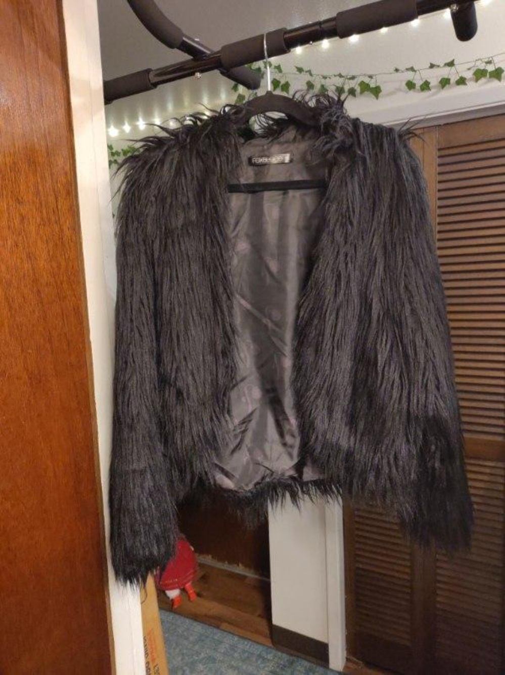 Foxblood Solid Black Shag Jacket EUC RARE
